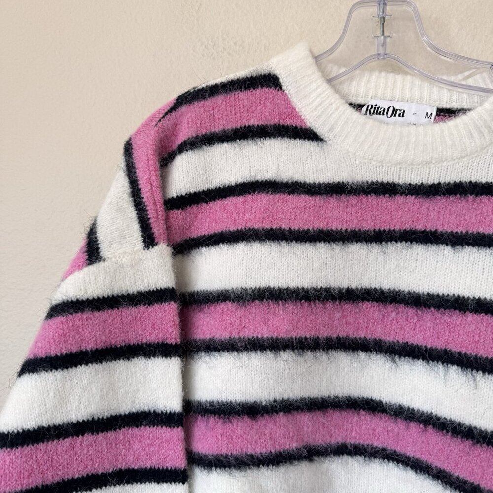 Fuzzy Striped Knit Sweater Y2K Rita Ora X Primark Hysteric Glamour Vibe Medium - Picture 2 of 6
